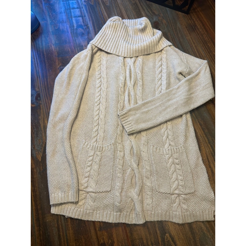 Marled‎ Reunited Clothing Sweater  Fisherman Knit Beige Woman's Large